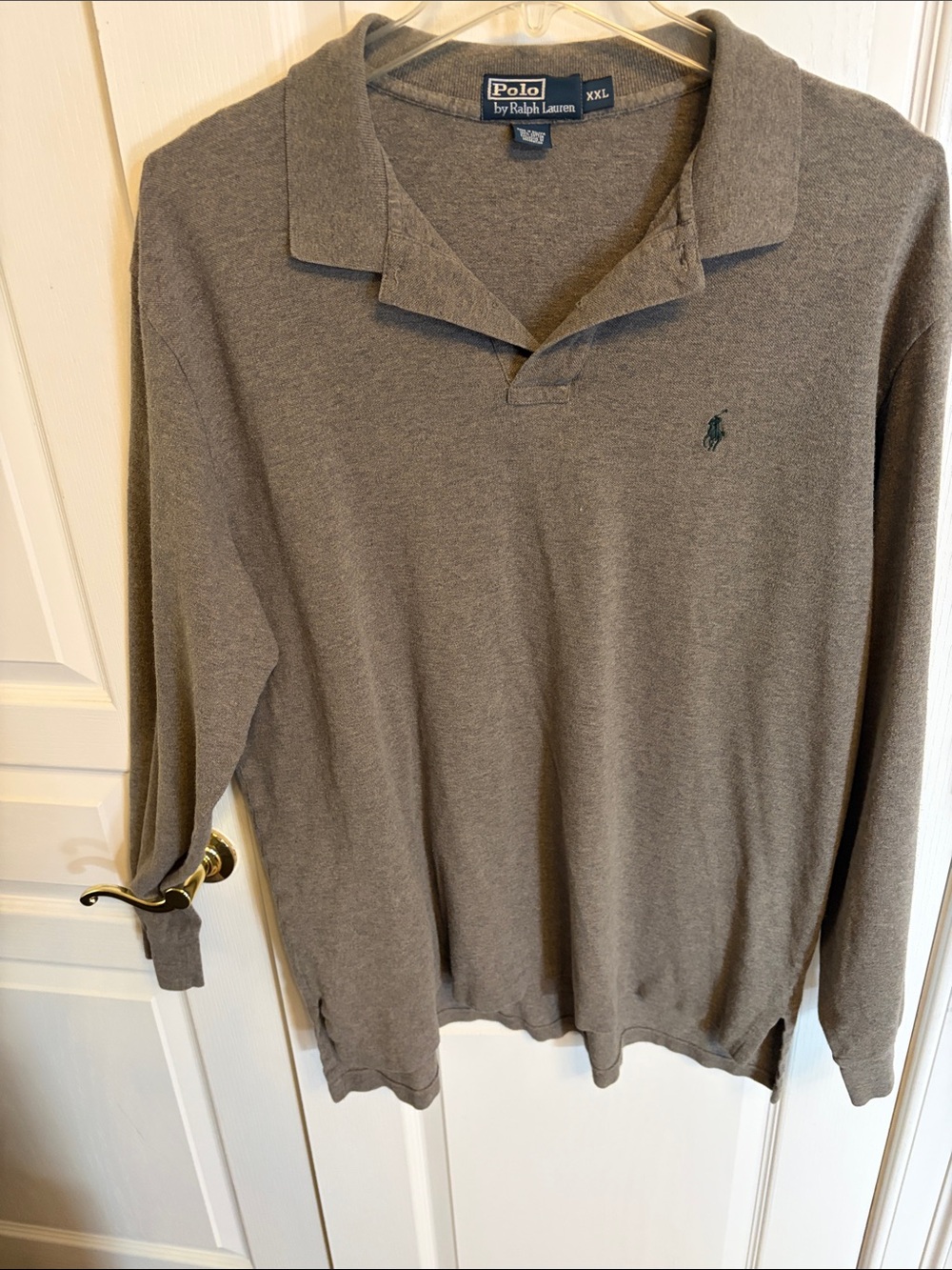 Polo by Ralph Lauren Men’s Gray Long-Sleeve Polo with Logo